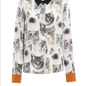 Stella McCartney silk cat print blouse in white